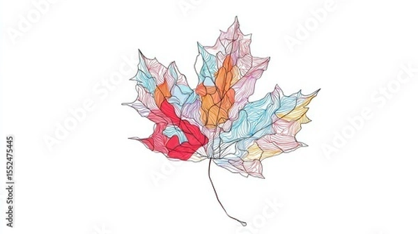 Fototapeta Maple Leaf, Canada Day Continuous Line Drawing with Editable Stroke and Color Elements 