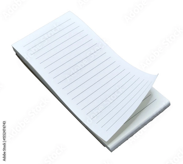 Fototapeta A blank notebook with a curved sheet of paper at the corner on transparent background png file