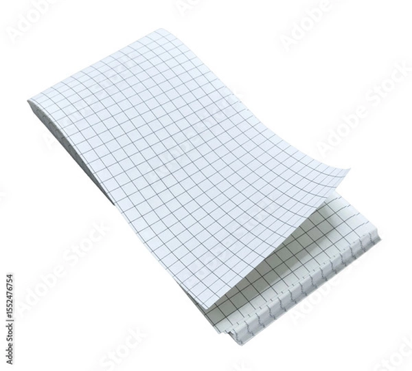 Fototapeta A blank notebook with a curved sheet of paper at the corner on transparent background png file