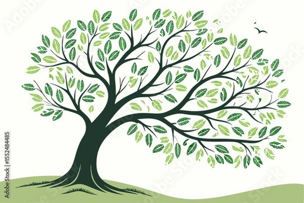 Obraz Decorative Tree with Green Leaves Vector Set