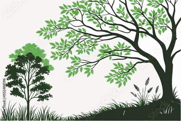 Obraz Greenery Design Elements – Tree and Leaves Vector