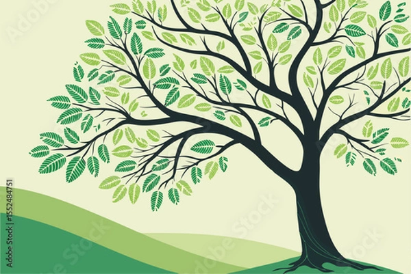 Obraz Stylized Tree with Leaves – Nature Vector Set