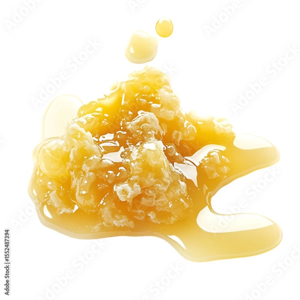 Fototapeta Honeycombs with Golden Honey on White Surface – Natural Sweetness Concept.