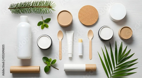 Fototapeta Eco-Friendly Zero Waste Self Care Kit with Natural Elements