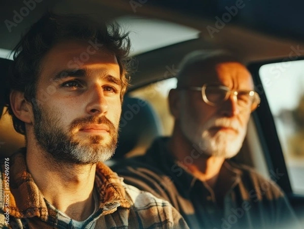Fototapeta Two generations in a car
