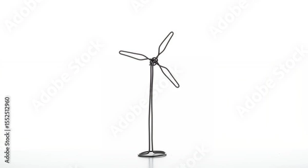 Fototapeta Simple line drawing of a small wind turbine