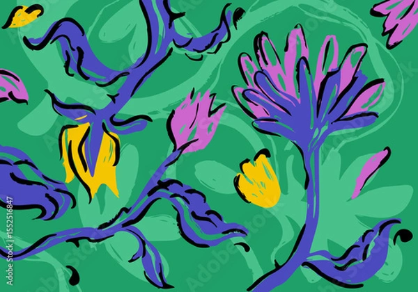 Fototapeta seamless pattern with flowers