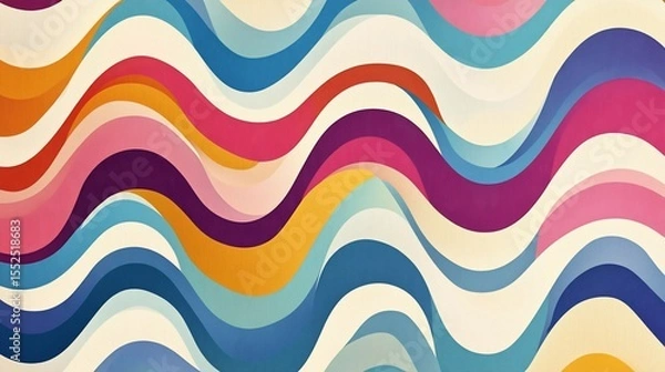 Fototapeta Abstract Colorful Wave Pattern with Retro Style and Bright Tones