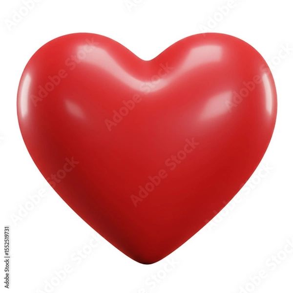 Fototapeta Isolated 3D Render of Glossy Red Heart Shape Isolated on Transparent Background