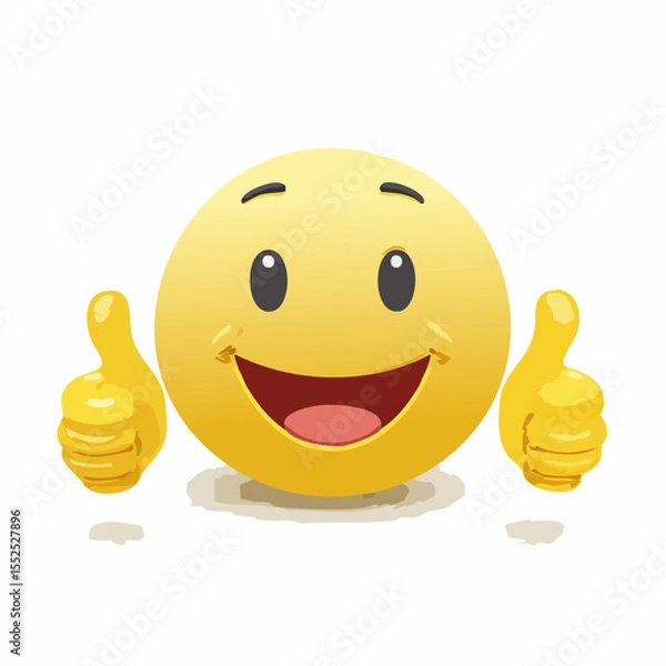 Fototapeta A Yellow Emoticon: A Happy Face with Thumbs Up 37