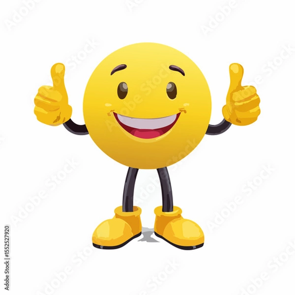 Fototapeta A Yellow Emoticon: A Happy Face with Thumbs Up 32