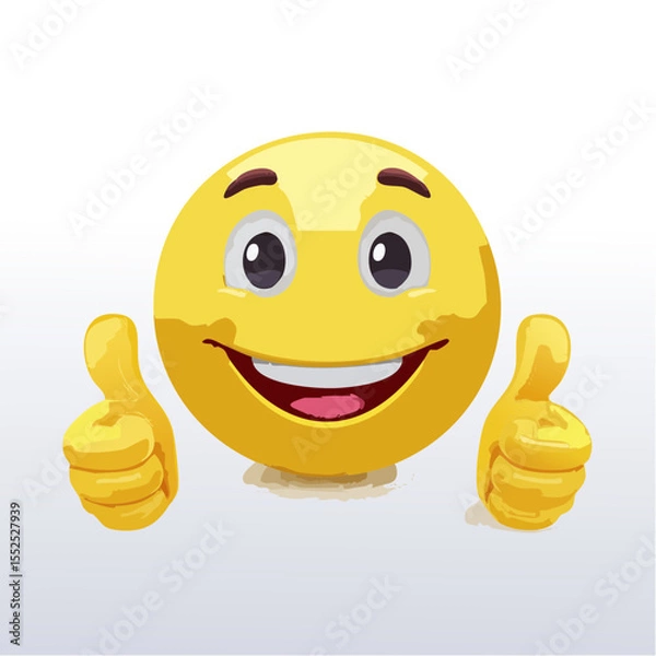 Fototapeta A Yellow Emoticon: A Happy Face with Thumbs Up 29