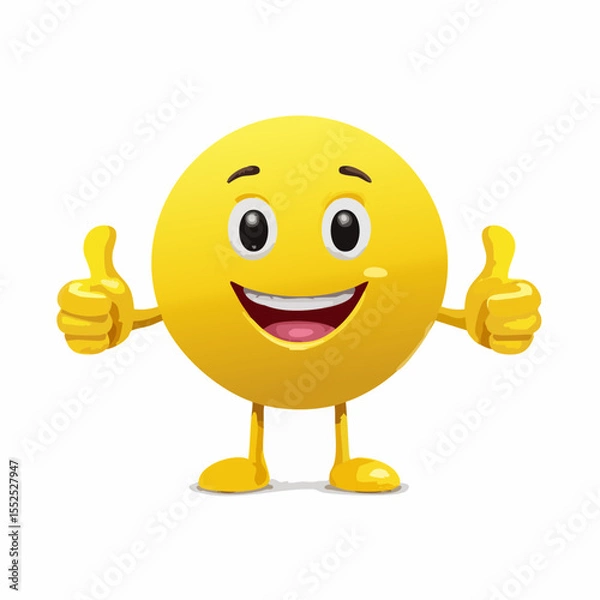 Fototapeta A Yellow Emoticon: A Happy Face with Thumbs Up 27