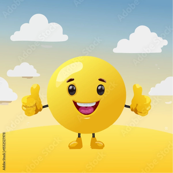 Fototapeta A Yellow Emoticon: A Happy Face with Thumbs Up 23