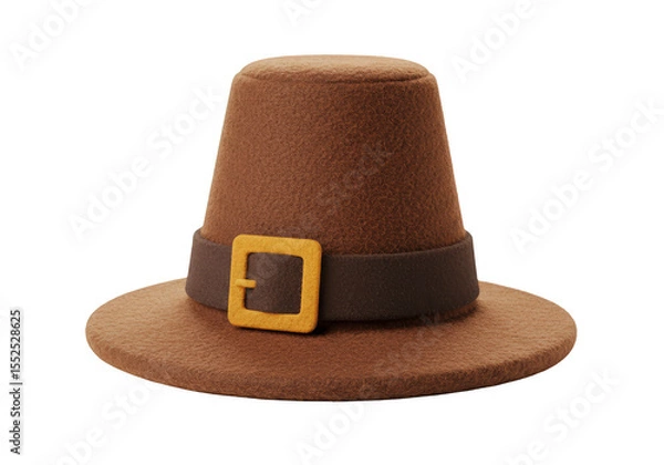 Obraz Isolated Thanksgiving Pilgrim Hat with Shiny Brown Sparkles Object