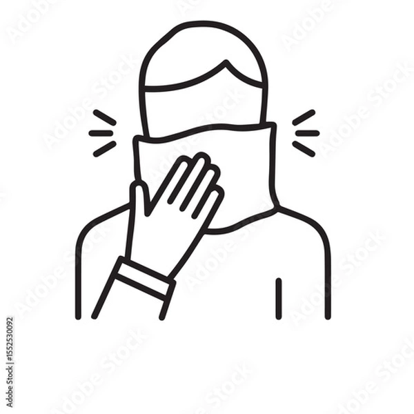 Obraz Coughing Person Line Icon - Cold, Flu, and Health Safety Concept