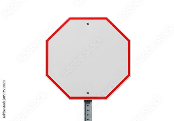 Fototapeta Isolated Stop Sign With White Octagon Shape on Transparent Background