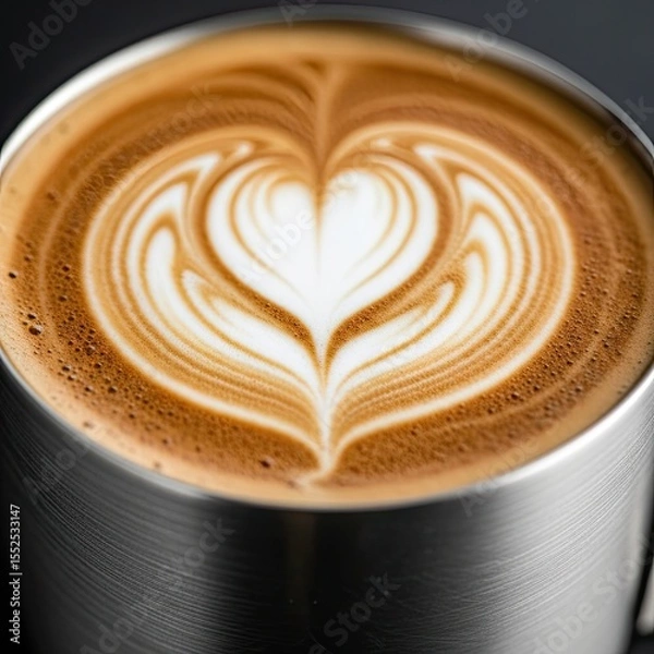Fototapeta Heart-Shaped Latte Art in a Coffee Cup By Generated AI