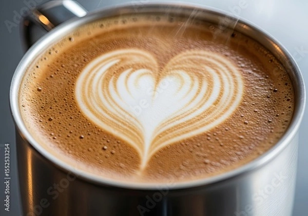 Fototapeta Heart-Shaped Latte Art in a Coffee Cup By Generated AI
