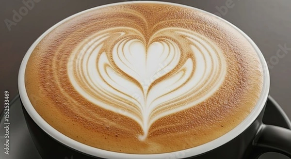 Fototapeta Heart-Shaped Latte Art in a Coffee Cup By Generated AI