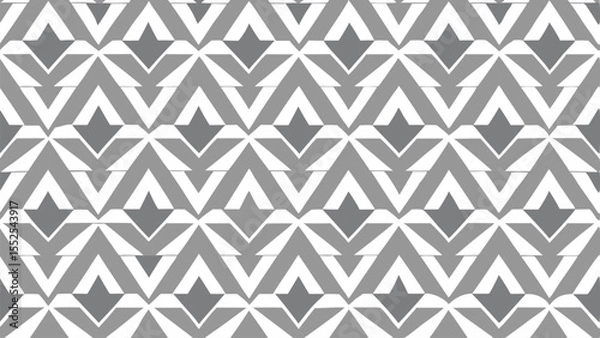 Fototapeta Geometric pattern of interlocking grey and white chevron shapes abstract background