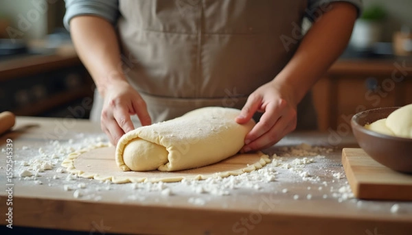 Fototapeta baker kneading dough