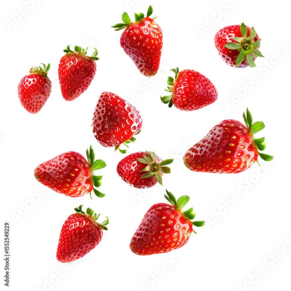 Fototapeta A group of strawberries against a transparent background