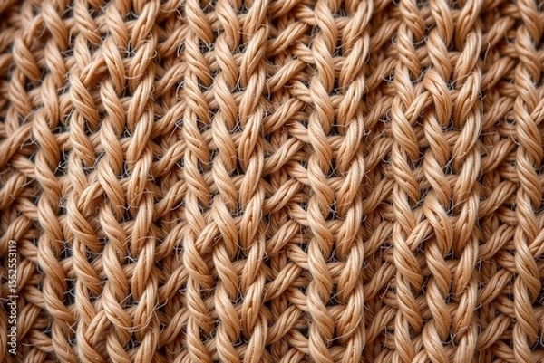 Obraz Close-up image of tightly woven natural fiber rope, showing intricate texture and patterns in warm brown tones.