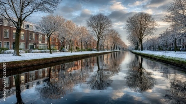 Obraz Winter canal reflections