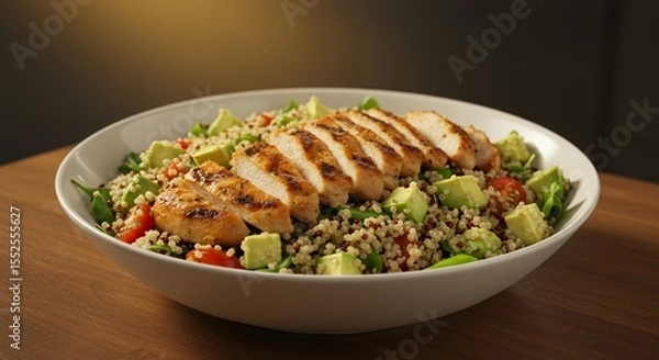 Fototapeta Grilled Chicken and Quinoa Salad with Avocado