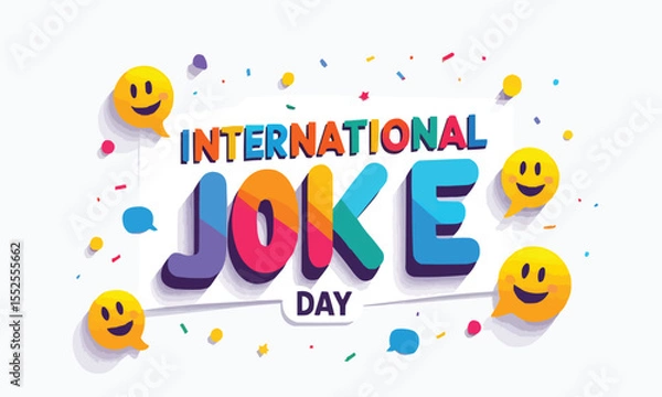 Fototapeta Flat modern vector image with the words International Joke Day