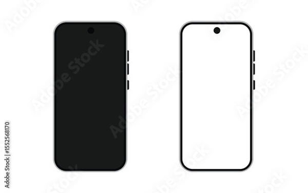 Fototapeta Mobile phone icon set. for mobile concept and web design with black and white screen vector illustration.
