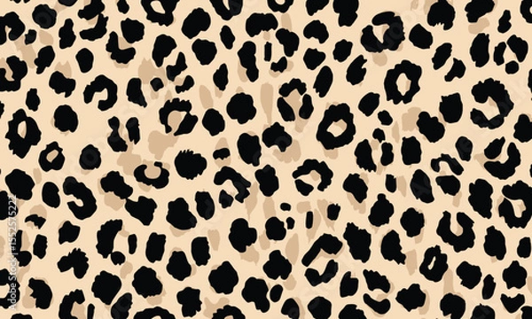 Fototapeta Leopard print pattern, seamless repeating pattern, simple vector art style, light beige and black color palette, high resolution.