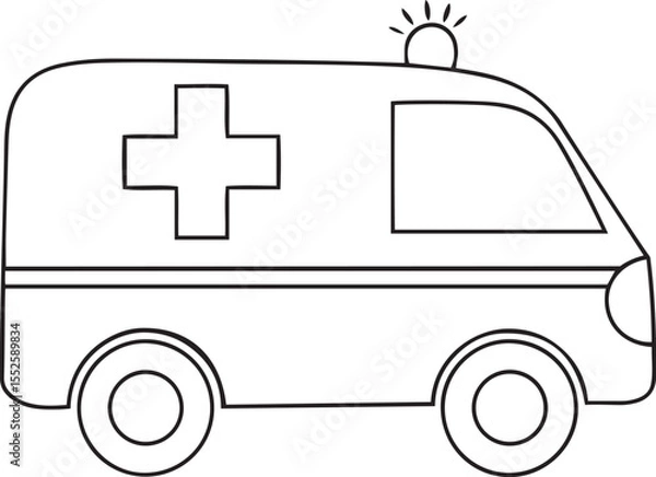 Obraz Vector icon design of ambulance, Isolated line art vector illustration of ambulance, ambulance vector logo icon design