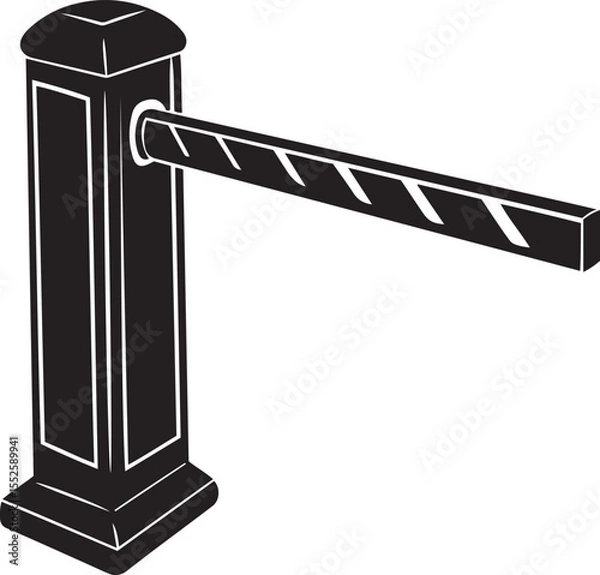 Obraz Simple and clean vector illustration of barrier gate, Silhouette vector of barrier gate, barrier gate isolated line art vector icon design