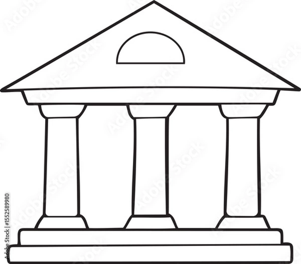 Obraz Vector illustration of classical building or museum, Silhouette vector icon art of classical building or museum, classical building or museum line art vector design