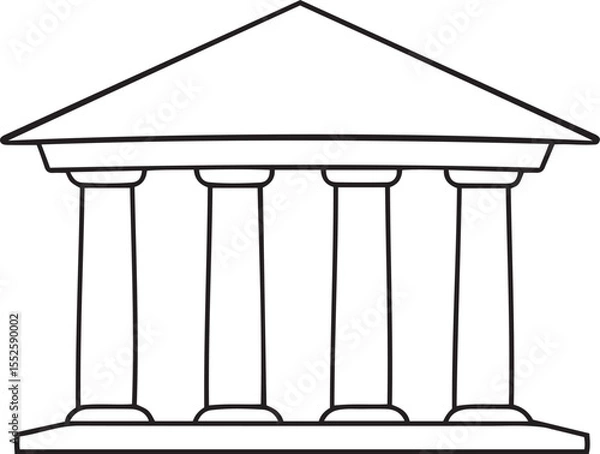 Obraz Vector illustration of classical building or museum, Silhouette vector icon art of classical building or museum, classical building or museum line art vector design