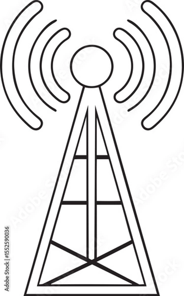 Obraz Communication tower or antenna vector illustration, communication tower or antenna vector silhouette or line art icon design
