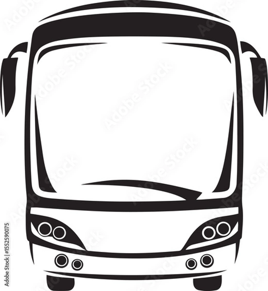 Obraz Front of a bus or travel icon, silhouette vector illustration of front of a bus or travel icon, front of a bus or travel icon line art vector