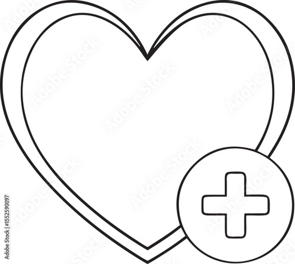 Obraz Health heart shape vector icon, Silhouette vector art of Health heart shape, Health heart shape line art vector icon design