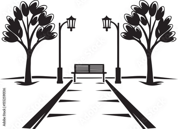 Obraz Decorative vector icon design of public spaces, Isolated line art vector of public spaces, public spaces silhouette vector illustration