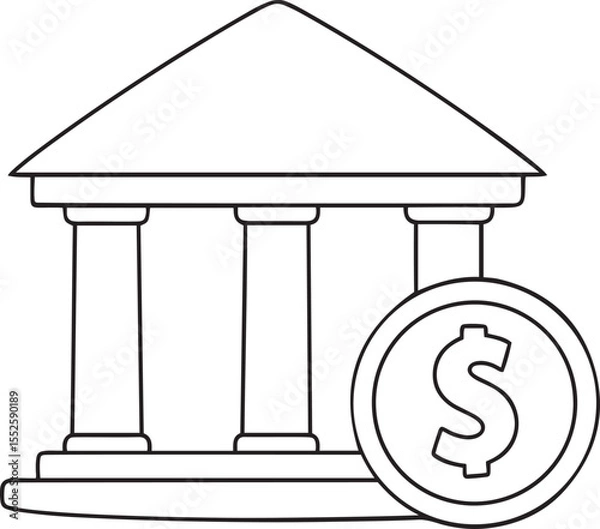 Obraz Representing banking icon design, representing banking silhouette vector illustration, representing banking isolated line art vector icon
