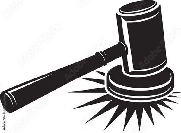 Obraz Vector illustration of representing law or auction, representing law or auction silhouette vector art, representing law or auction line art vector logo icon design