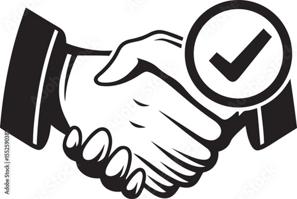 Obraz Vector icon design of successful agreement, successful agreement silhouette vector illustration, successful agreement line art vector design
