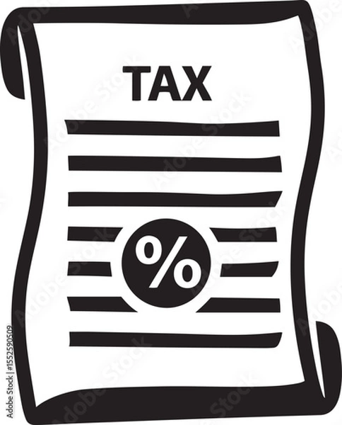 Obraz World tax document icon, Vector illustration of World tax document, World tax document silhouette and line art vector icon design