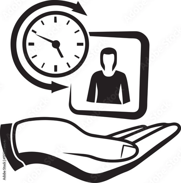 Obraz Modern and stylish time management vector illustration, time management silhouette vector icon, time management line art vector logo icon design
