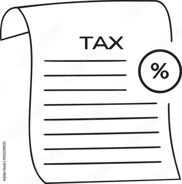 Obraz World tax document icon, Vector illustration of World tax document, World tax document silhouette and line art vector icon design