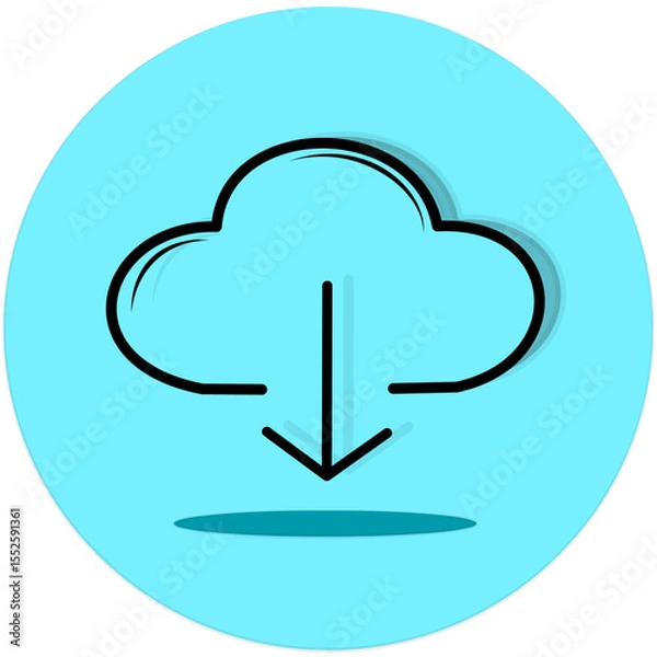 Obraz A dynamic cloud with an upward arrow, symbolizing the act of uploading data to a cloud server. Ideal for illustrating cloud storage, data transfer, backup solutions