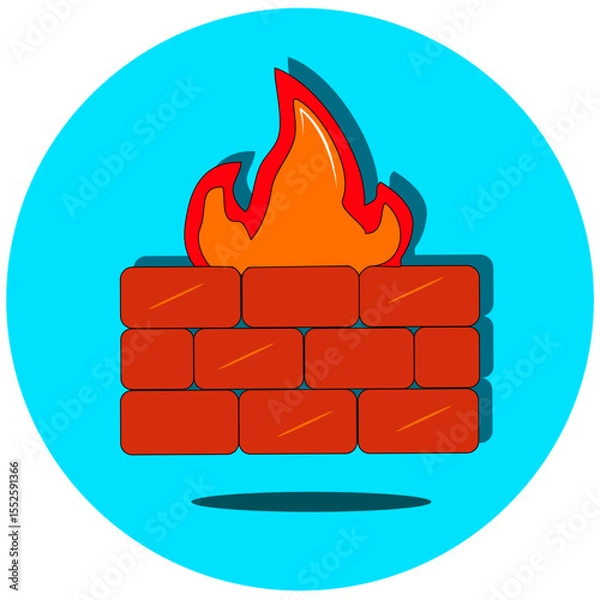 Obraz A powerful illustration of a blazing firewall, symbolizing a strong barrier against digital threats and unauthorized access. Perfect for cybersecurity, network security, and data protection concepts, 