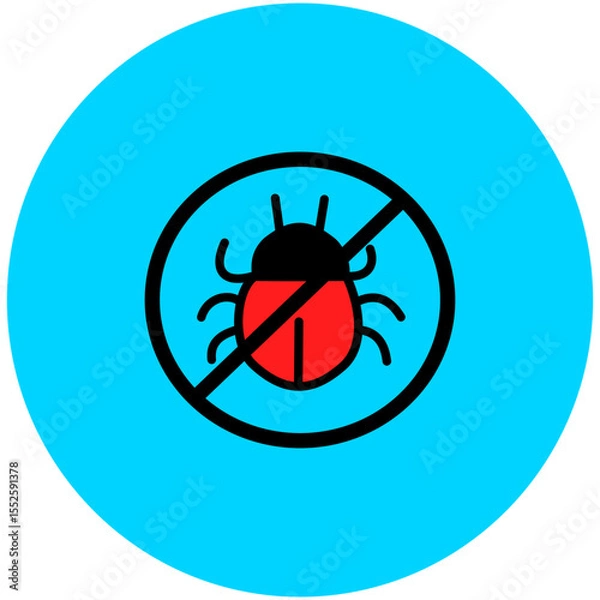 Obraz  A bold, simplified icon of a virus, perfect for conveying concepts of digital threats, cyber security, or biological contagion. 